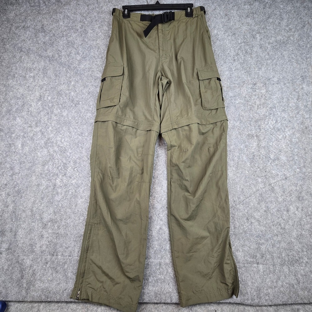 EMS Convertible Hiking Pants Mens 32-34 Olive Green Relaxed Zip Off Cargo